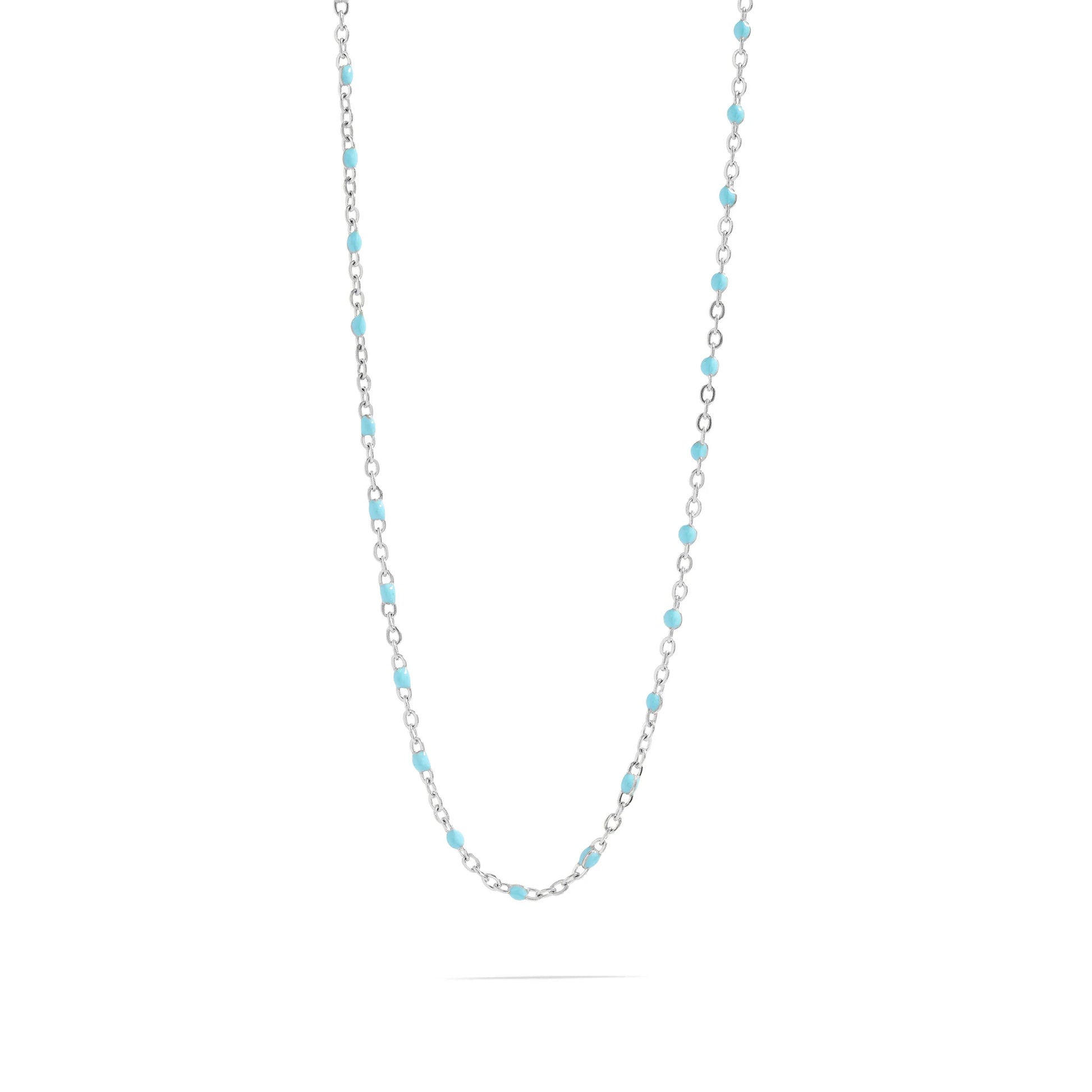 Turquoise Blue Bead Necklace - Gold & Silver