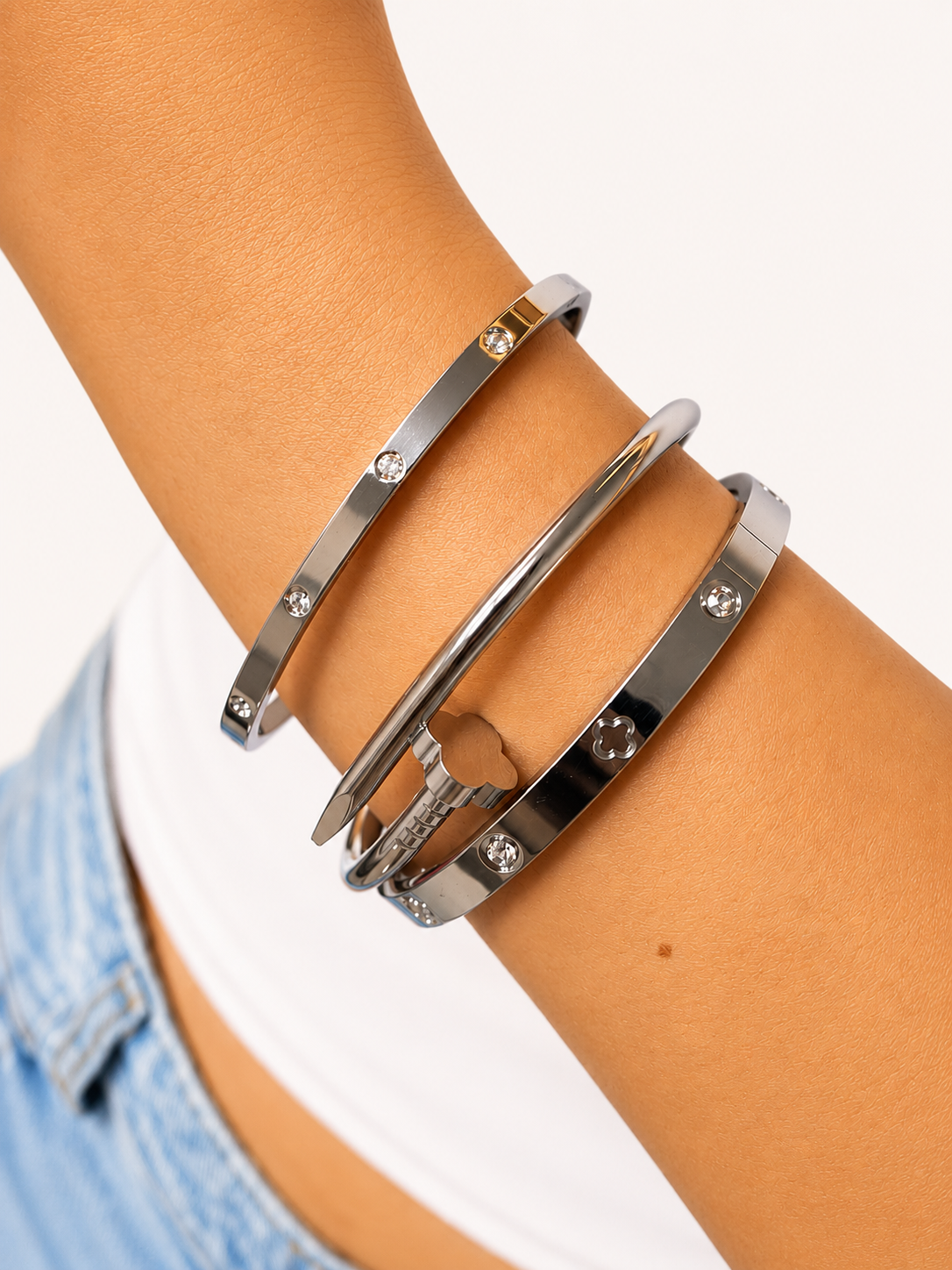 Silver Bangle Trio