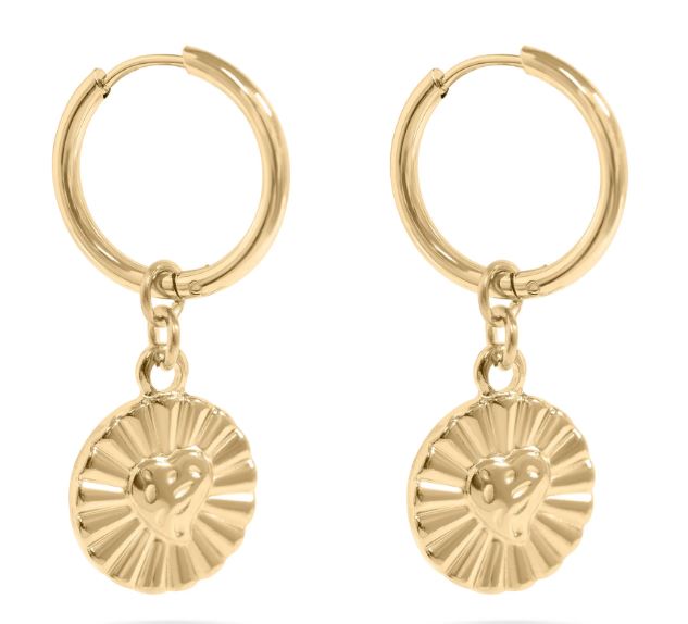 Sunburst Heart Hoop Earring