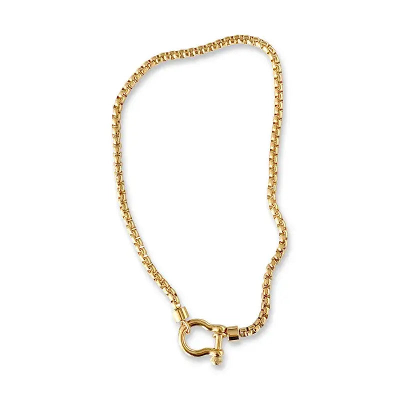 18K Gold Plated Stainless Steel Rope Buckle Necklace Jewelry