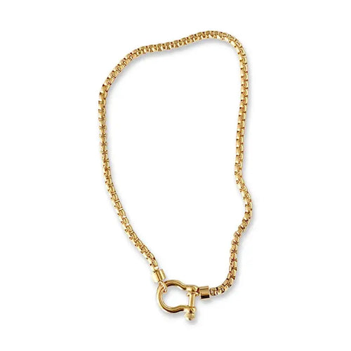 18K Gold Plated Stainless Steel Rope Buckle Necklace Jewelry