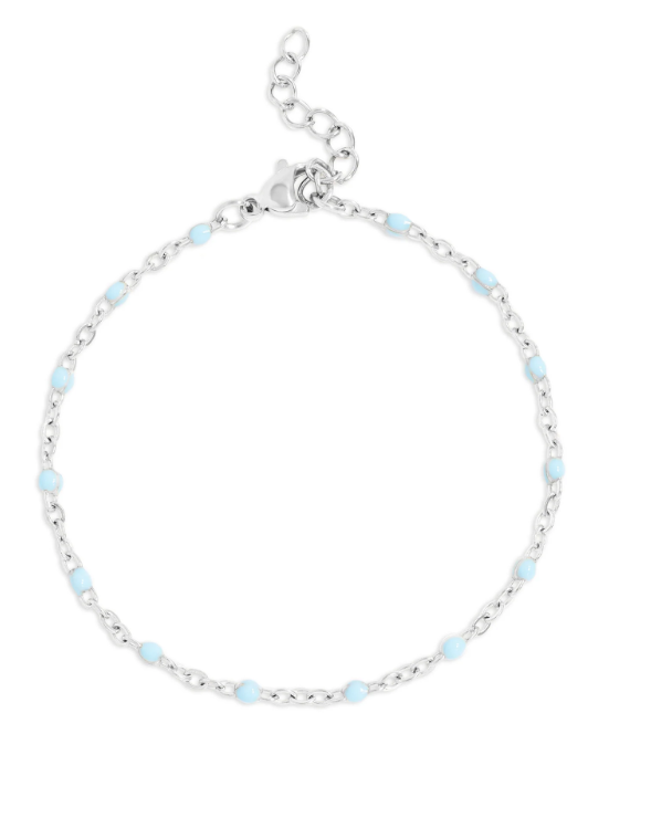 Turquoise Blue Bead Bracelet - Gold & Silver