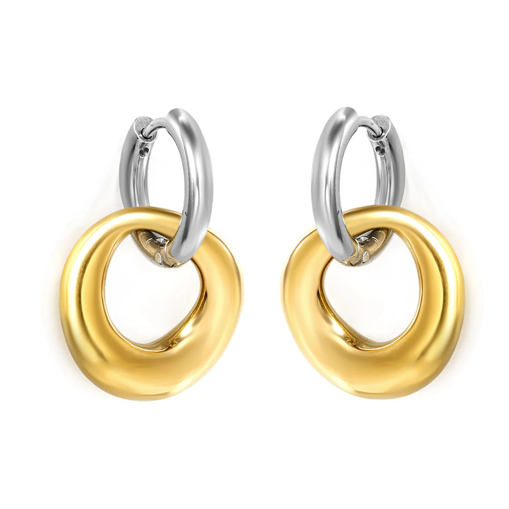 Mix Metal Round Link Earring