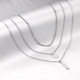 Three Stack Silver Necklace